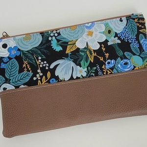 Zippered Clutch Purse, Floral Makeup bag, Rifle Paper Co, zipper pouch, travel bag, clutch, make up project bag, zippered bag, faux leather. image 3