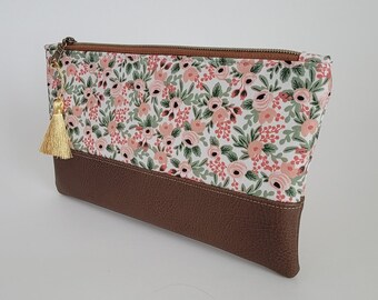 Clutch met ritssluiting, bloemenmake-uptas, Rifle Paper Co, ritszakje, reistas, clutch, make-up projecttas, tas met ritssluiting, kunstleer.