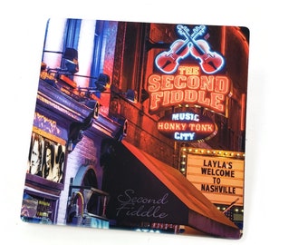 Sandstone "Thirsty Stone" Coaster  - Nashville Landmark - Broadway - 2nd Fiddle Layla