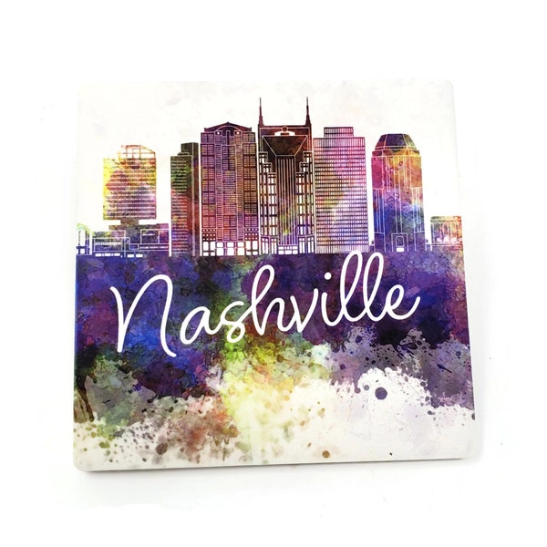 Sandstone "Thirsty Stone" Coaster  - Nashville Watercolor