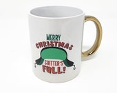 Ceramic Christmas Coffee Mug with Gold Handle Merry Christmas - Shitter 39 s Full
