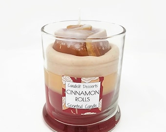 Cinnamon Roll Scented Candle Topped with a Wax Cinnamon Roll