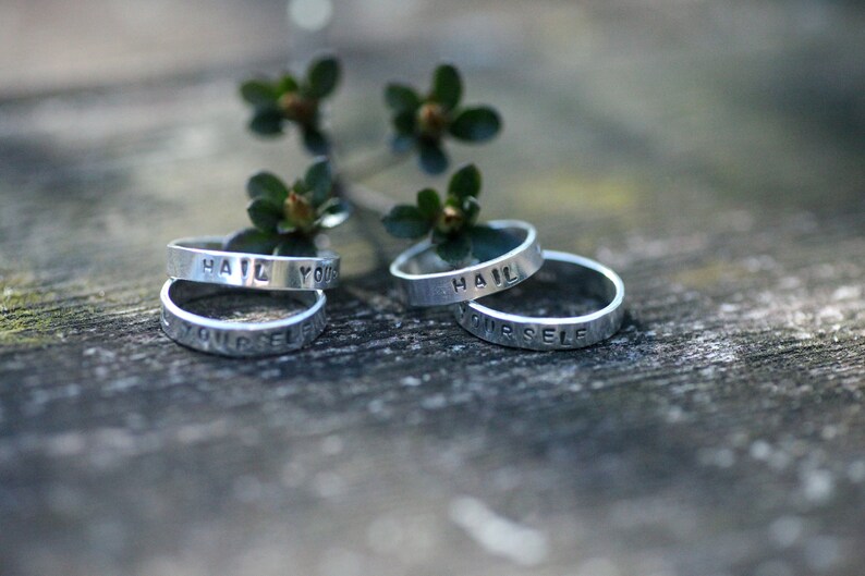 Made to Order to your size unisex Stamped Last Podcast Ben Kissel Ring Hail Yourself LPOTL Ring in Sterling Silver