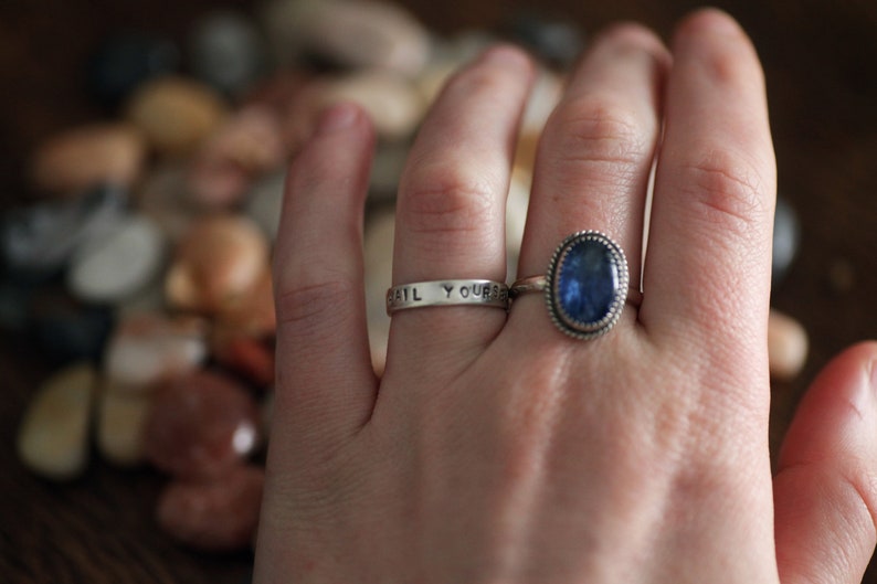 Made to Order to your size unisex Stamped Last Podcast Ben Kissel Ring Hail Yourself LPOTL Ring in Sterling Silver