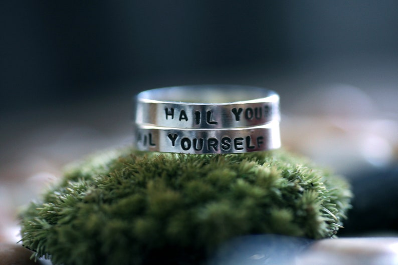 Made to Order to your size unisex Stamped Last Podcast Ben Kissel Ring Hail Yourself LPOTL Ring in Sterling Silver