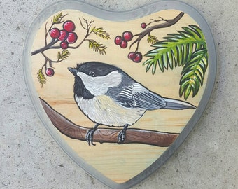 Chickadee Painting on Wood Plaque