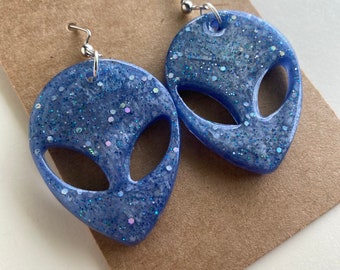 Alien Glitter Resin Earrings