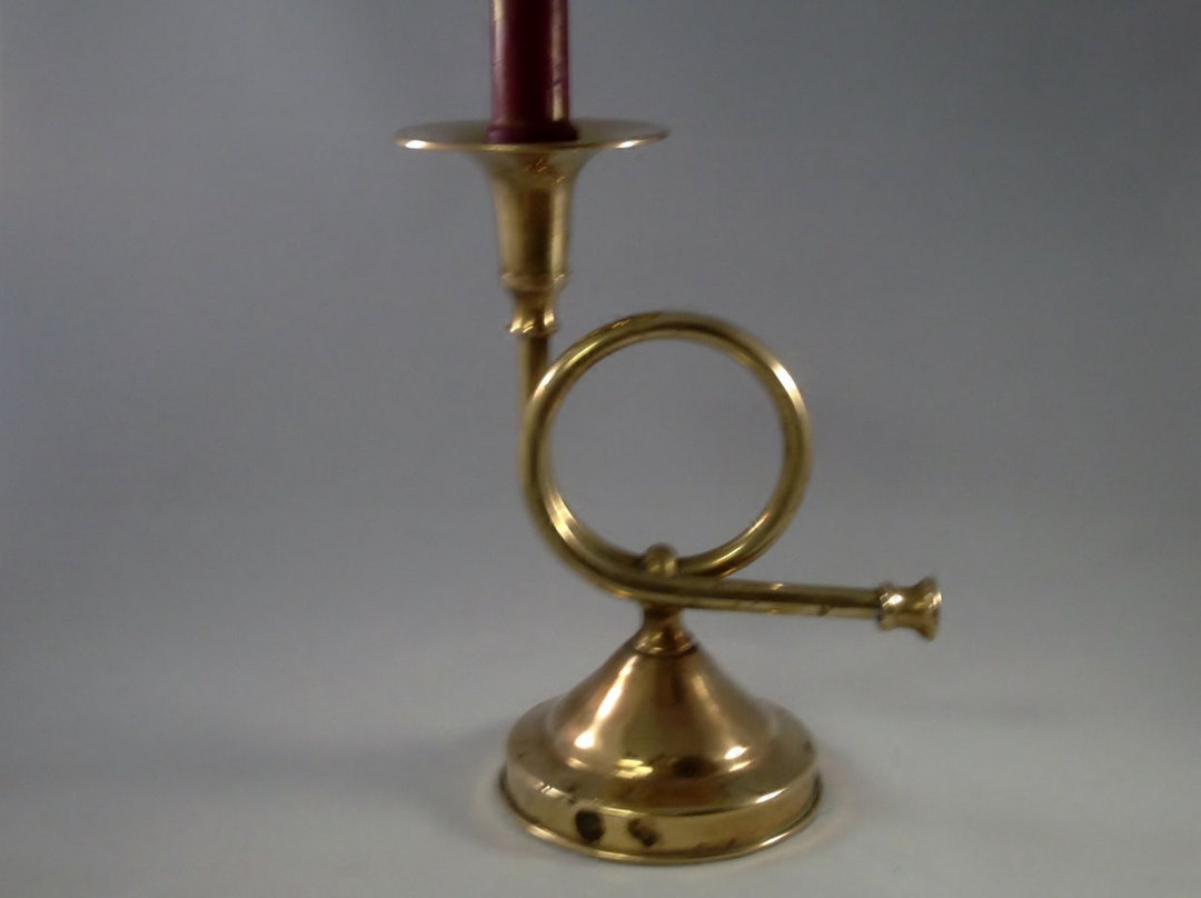 Vintage Brass Horn Candle Holder Etsy