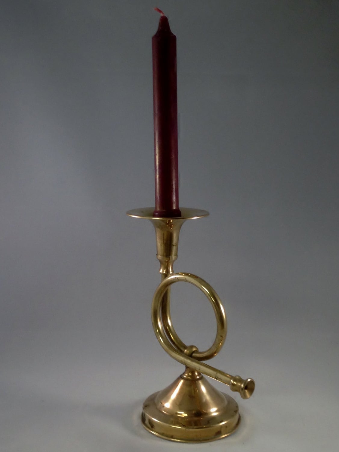 Vintage Brass Horn Candle Holder Etsy