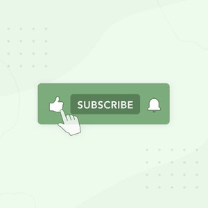 Cute green animated social media button overlay lower-third for Youtube intro videos, like, subscribe and ring the bell overlay