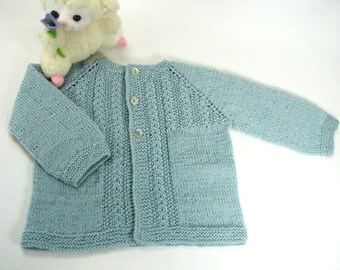 Baby Merino Wool Sweater, 0-3 M Seafoam, Original Design, Hand Knit, Vintage Inspired, Soft Hypo-Allergenic Great Baby Gift, READY TO SHIP