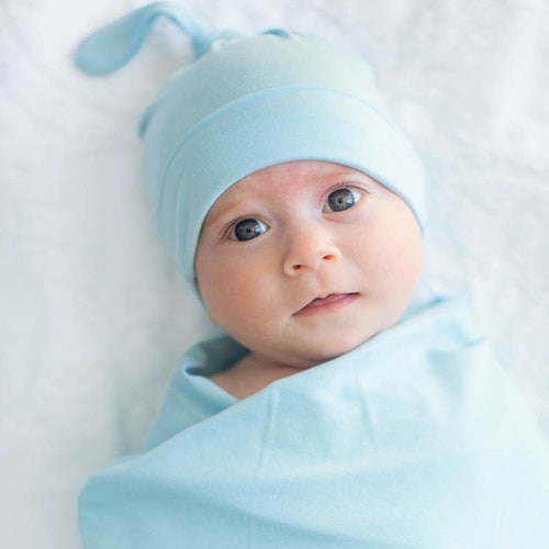 Baby Boy Swaddle Blanket & Newborn Hat Set /by Baby Be Mine Etsy