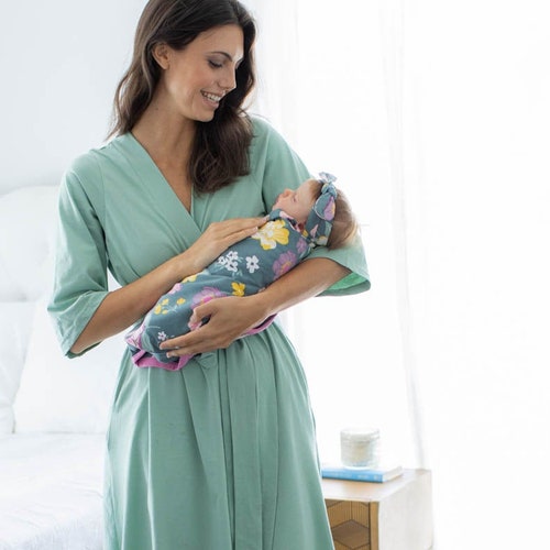 Maternity Delivery Hospital Robe & Baby Girl Swaddle Blanket Etsy