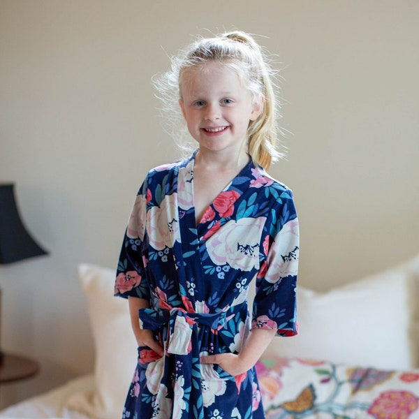 Annabelle Floral Kimono Style Little Girl ROBE / Big Sister / Matches Mommy Robe By Baby Be Mine / Baby Shower Gift / Mommy & Me