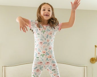 Girl  Pajama Set 2 -8 years / Baby Be Mine Maternity / Ready To Ship / Big Sister Gift / Baby Shower Gift / Kids PJ / Ivy Floral