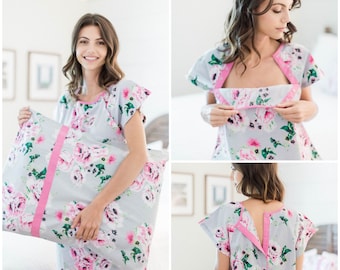 Maternity Labor Delivery Hospital Gown  & Pillowcase Set / Gownies / Baby Be Mine Maternity/ Hospital Bag Must Have /Baby Shower Gift/Olivia