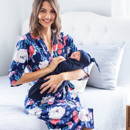 Mommy and Me Maternity Nursing Delivery ROBE and Navy Blue Etsy