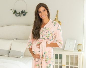 Maternity Labor Delivery Nursing Hospital Mom Robe / Baby Shower Gift / By Baby Be Mine Maternity / Floral Nina