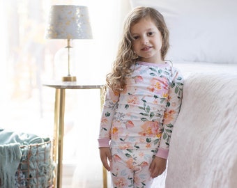 Girl  Pajama Set 2 - 8 years / Big Sister Pajamas /By Baby Be Mine Maternity / Ready To Ship / Baby Shower Gift / Kids PJ / Floral Mila