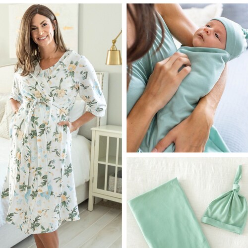 Maternity Nursing Delivery Robe and Matching Baby Swaddle Etsy