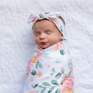 Baby swaddle and headband set on sale