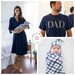 Navy Maternity Nursing Delivery ROBE & Baby Boy SWADDLE Blanket Set + Daddy T-shirt /Baby Shower Gift/Baby Be Mine/ Blue Gingham
