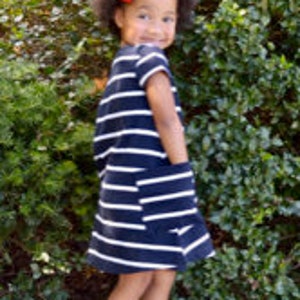 Big Sister Everyday Girl Dress / Matches Mom & New Baby / Big Sister Gift / By Baby Be Mine / Navy Stripe image 4