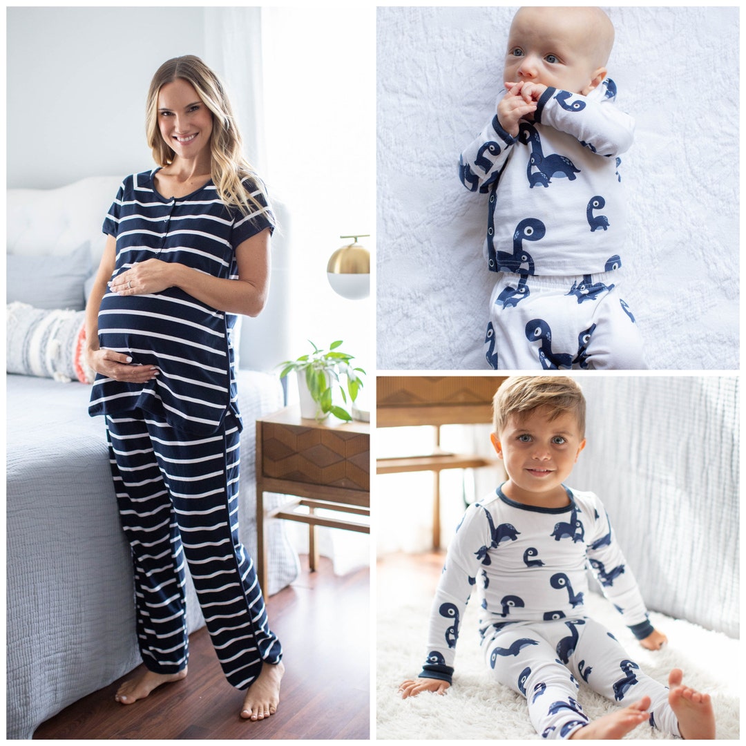 Maternity Nursing Pajamas & Big Brother Dinosaur Pajamas and Matching ...