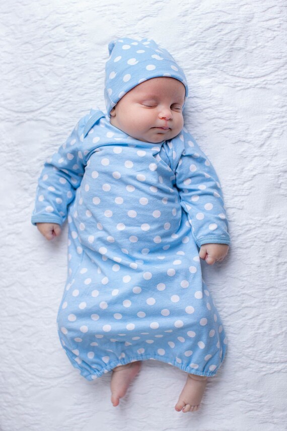 newborn gown and hat set boy