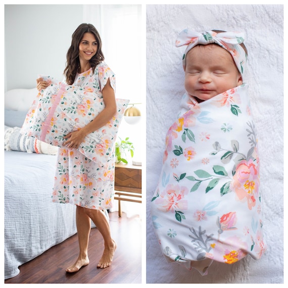 Baby Be Mine Mommy & Baby Set - Matching Labor & Delivery Maternity  Hospital Gown Gownie Maternity, Hospital Bag Must Have, Maternity Gown,  Hospital Gown with Baby Gown Set 