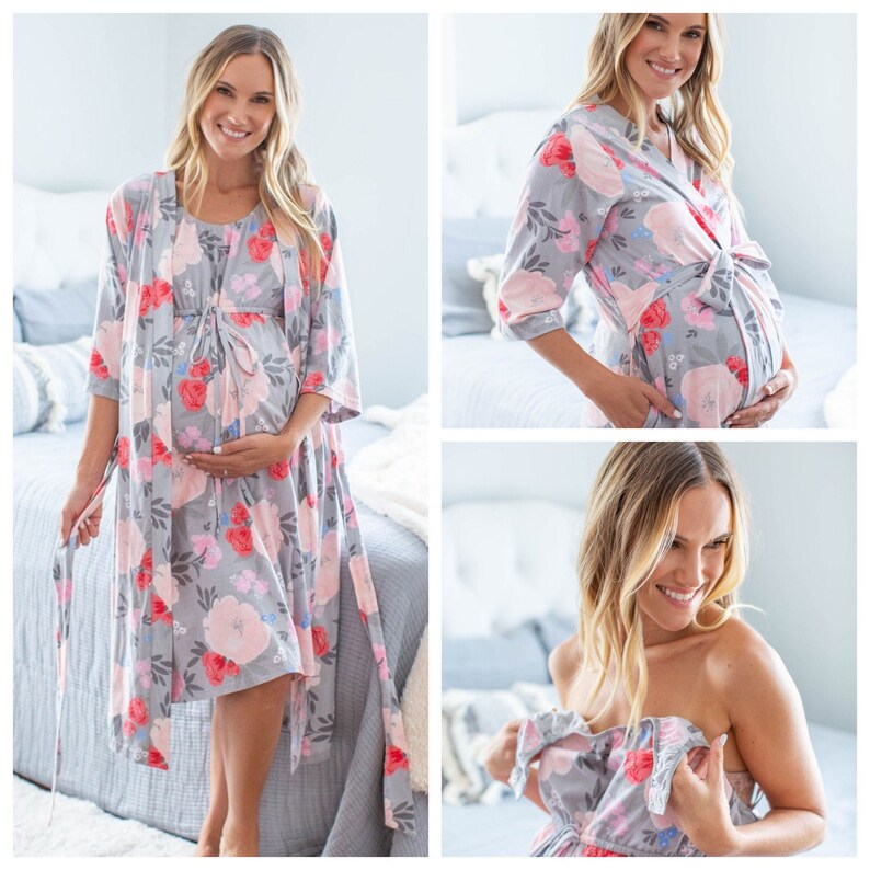 Labor and Delivery Gown & Matching Maternity Delivery Robe Set Etsy