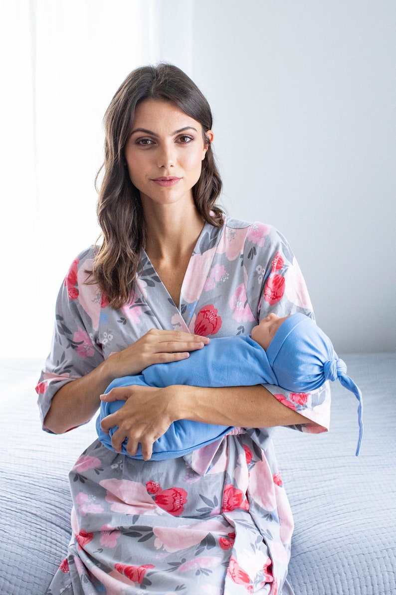 Maternity Nursing Delivery ROBE and Sky Blue Baby Boy SWADDLE Etsy