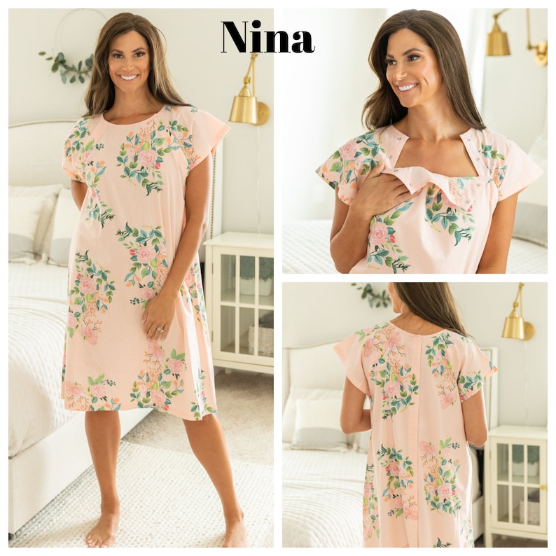 Gownies Patient Hospital Gown / Perfect For Procedures / Surgery / Shoulder / Recovery & Treatments / Cheerful Prints / Unique Gift Nina