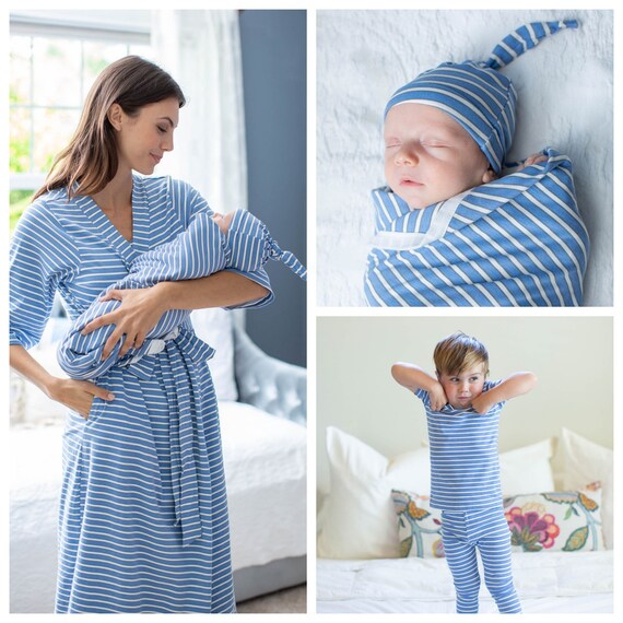 Maternity Delivery Hospital Robe & Matching Baby Boy Swaddle Etsy