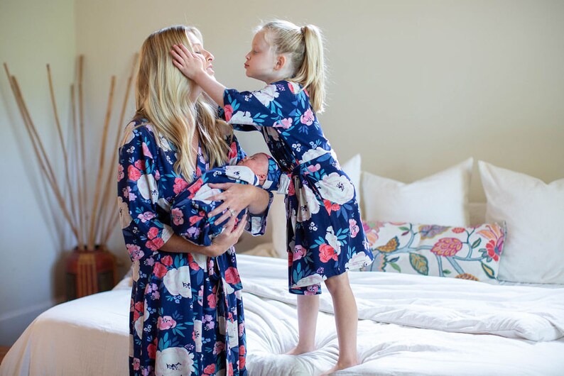 Mommy & Me Girl Robe Set and Matching Baby Swaddle Blanket and Etsy