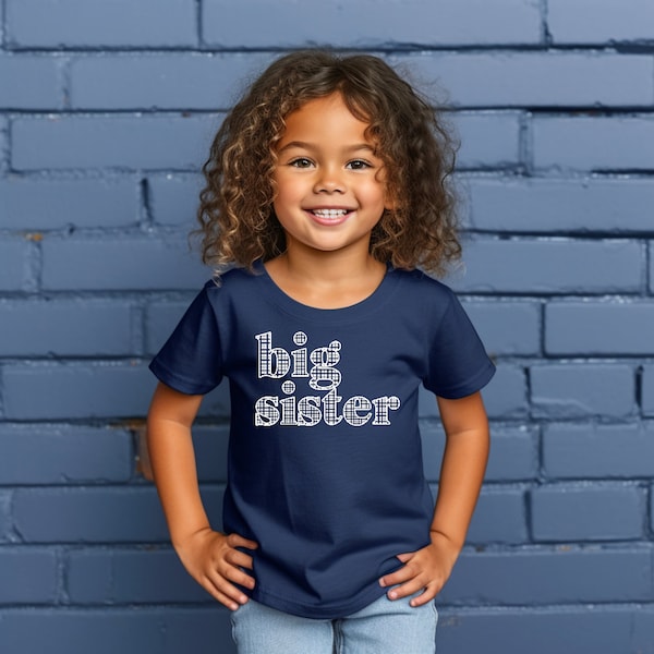 Big Sister Girl T-shirt /Baby Be Mine Maternity / Ready To Ship / Big Sister Gift / Baby Shower Gift / Matches Blue Gingham Collection