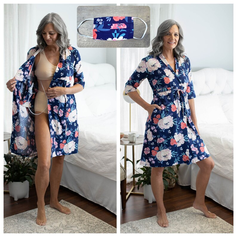 Post Surgery Recovery Robe & Matching Face Mask/ Mastectomy Etsy