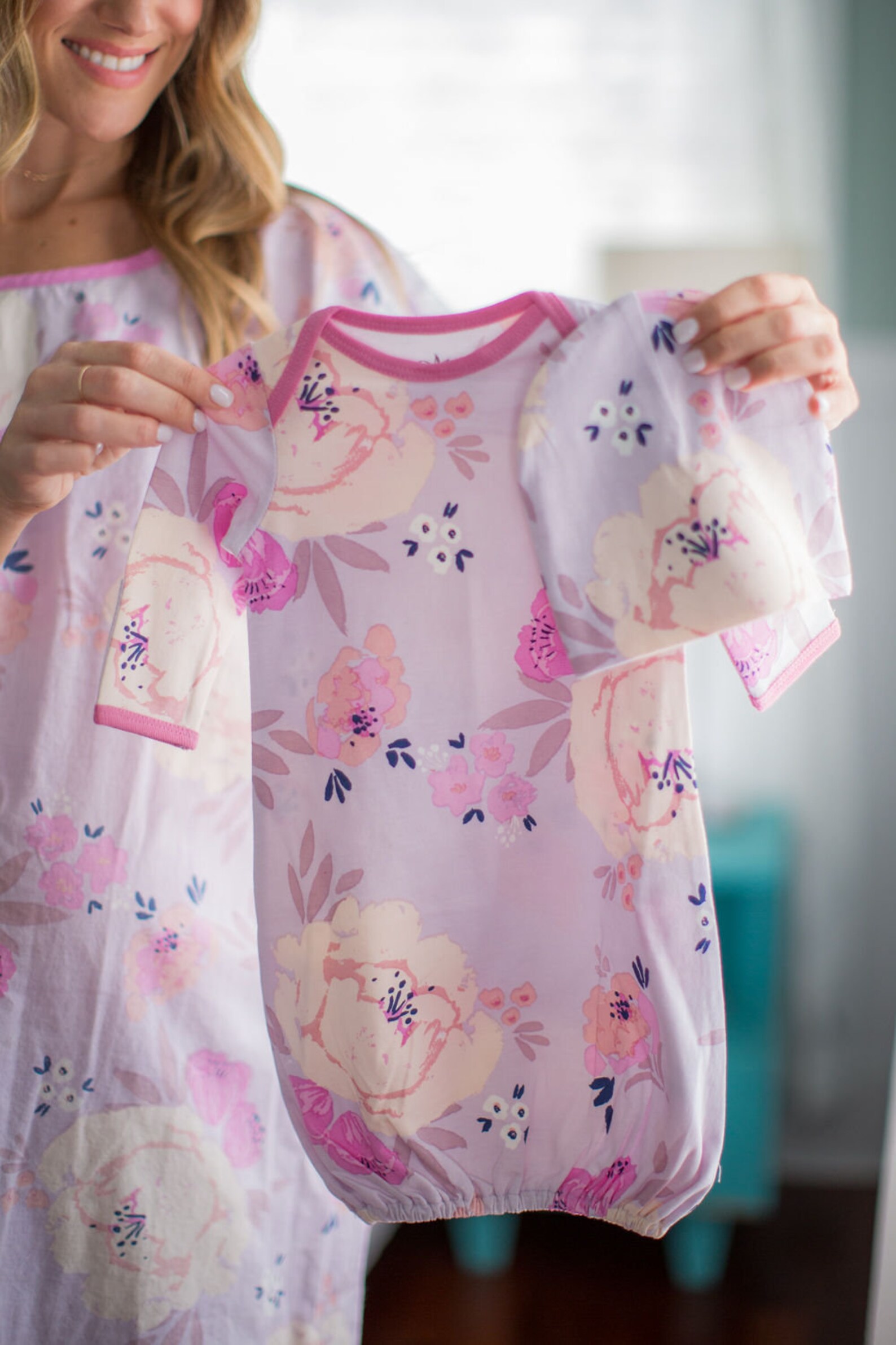 Baby Girl Receiving Gown and Matching Newborn Hat Set / by Etsy