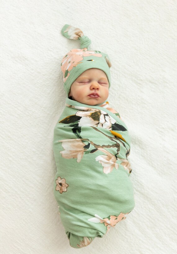 Newborn hat and swaddle set best sale