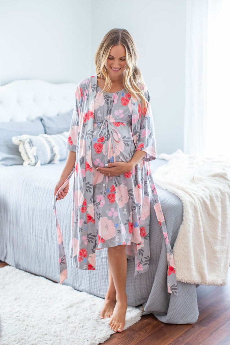 Labor and Delivery Gown & Matching Maternity Delivery Robe Set Etsy