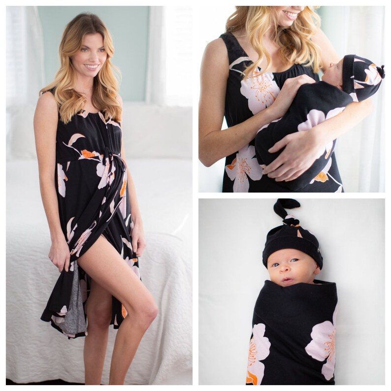 labor gown and matching swaddle