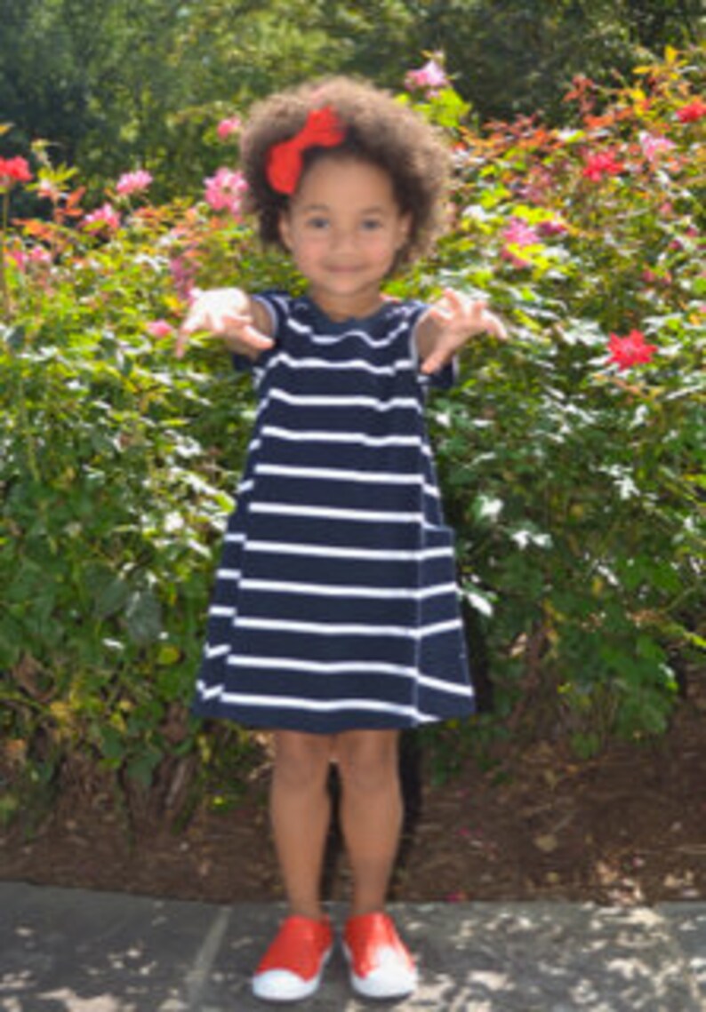 Big Sister Everyday Girl Dress / Matches Mom & New Baby / Big Sister Gift / By Baby Be Mine / Navy Stripe image 5