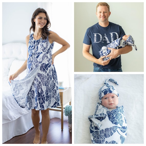 Family Matching Maternity Labor Delivery Hospital Gown Matching Baby Swaddle Blanket Set and Dad Daddy T shirt Gift Baby Be Mine Serra Etsy Australia