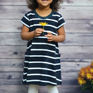 Big Sister Everyday Girl Dress / Matches Mom & New Baby / Big Sister Gift / By Baby Be Mine / Navy Stripe image 7