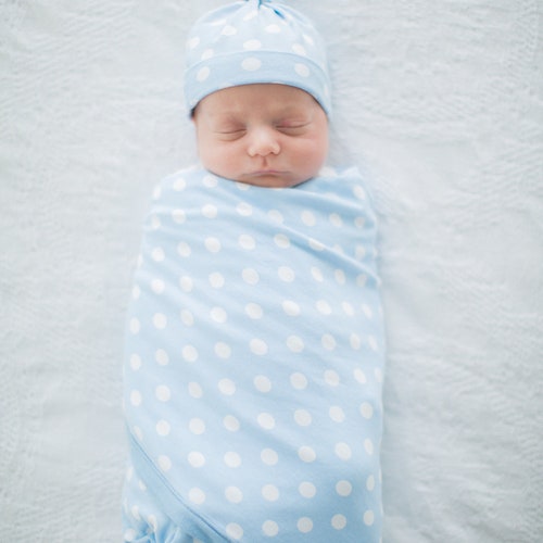 Baby Boy Swaddle Blanket & Newborn Hat Set /by Baby Be Mine Etsy