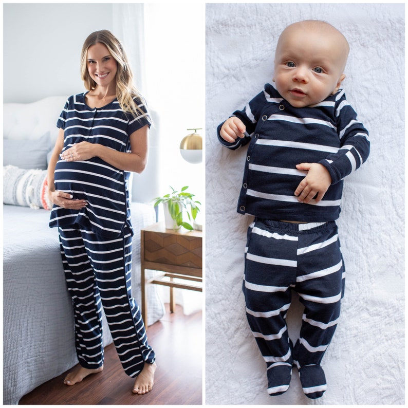 Mommy and Me Maternity Nursing Pajama Set & Matching Baby | Etsy