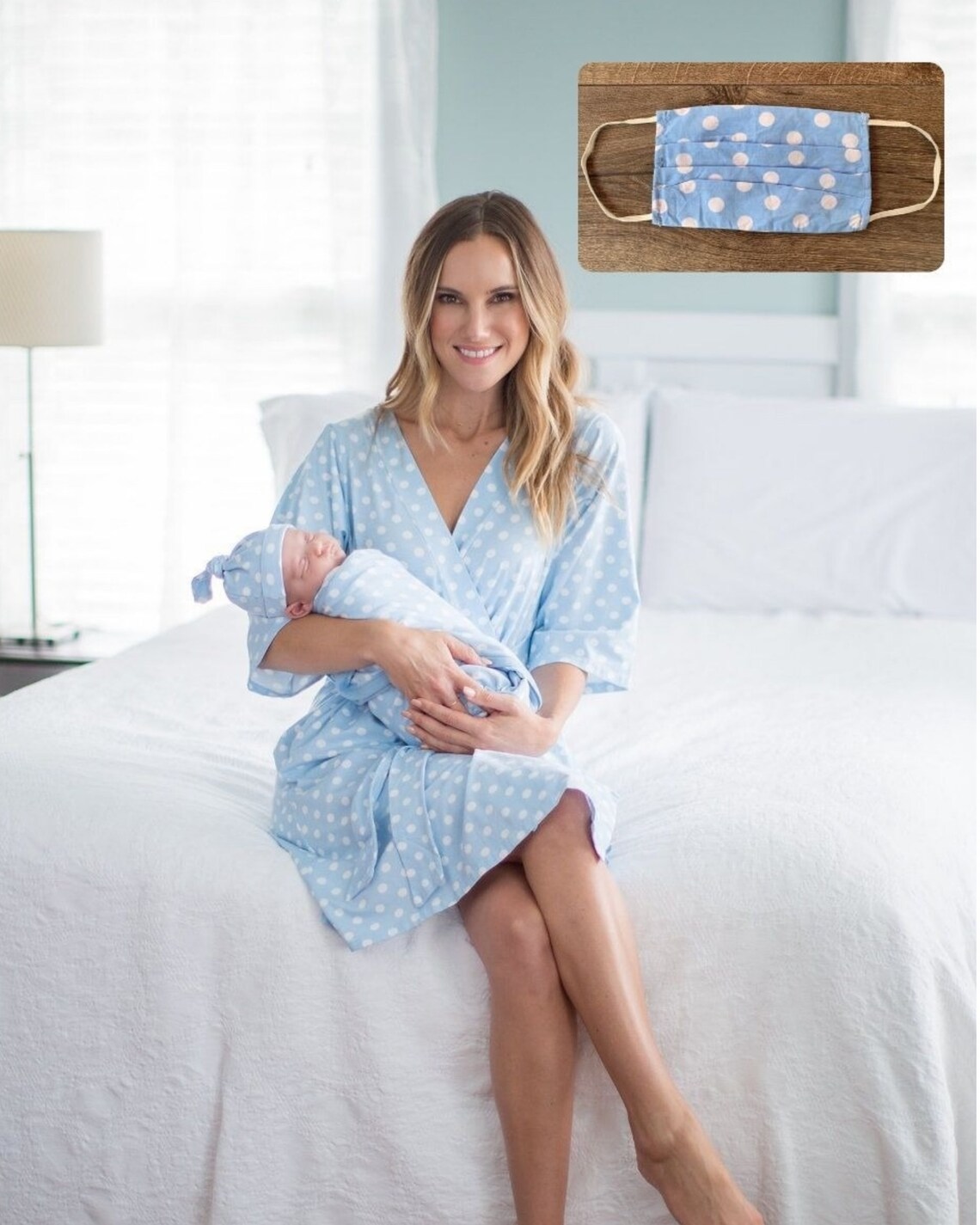 Maternity Delivery Hospital Robe & Matching Baby Boy Swaddle Etsy