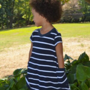 Big Sister Everyday Girl Dress / Matches Mom & New Baby / Big Sister Gift / By Baby Be Mine / Navy Stripe image 6