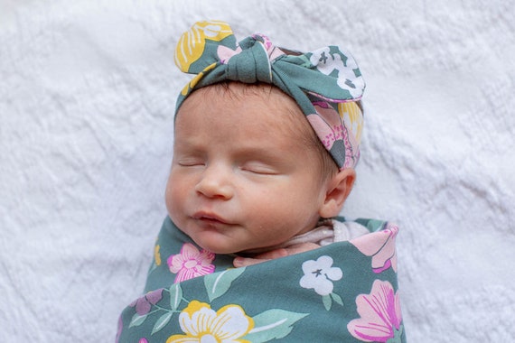 Baby Girl Swaddle Blanket and Newborn Headband Baby Shower Gift by Baby Be Mine Maternity Baby Girl Gift Ready to Ship Charlotte Etsy Canada