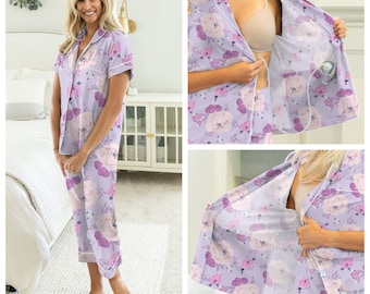 Post Surgery Recovery Pajamas / Mastectomy / Breast Cancer / Tummy Tuck /Mommy Makeover / Internal Pockets For Drainage / By Gownies / Anais